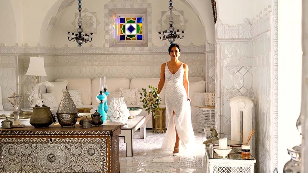 Wedding video Positano Villa Treville. The beautiful bride inside a suite of the amazing Villa Treville, Positano, Italy.